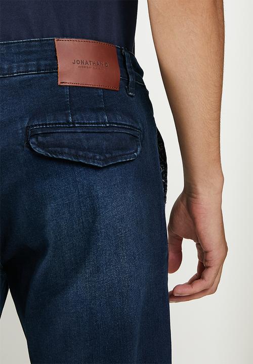 Jonathan D - Men's denim jeans with side entry pockets - blue/black