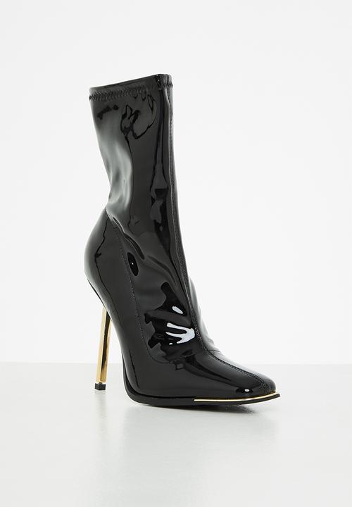 Public Desire - Lou lou sock boot - black patent