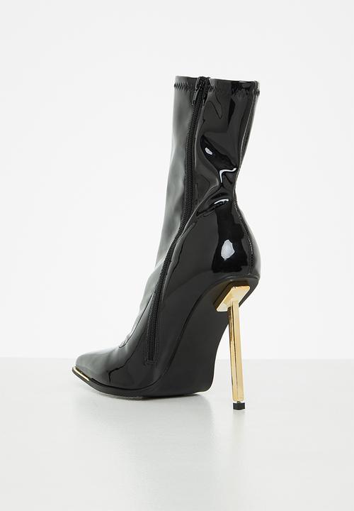 Public Desire - Lou lou sock boot - black patent