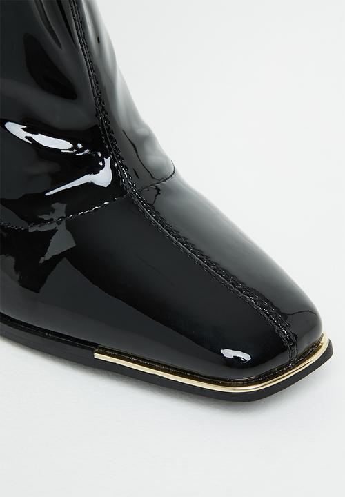 Public Desire - Lou lou sock boot - black patent