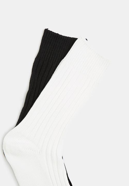 Superbalist - Ribbed 2 pack socks - black & white