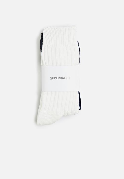 Superbalist - Ribbed 2 pack socks - white & navy
