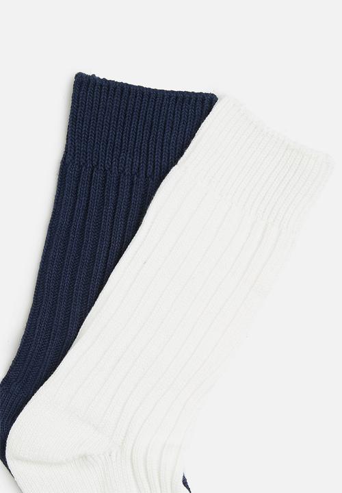 Superbalist - Ribbed 2 pack socks - white & navy