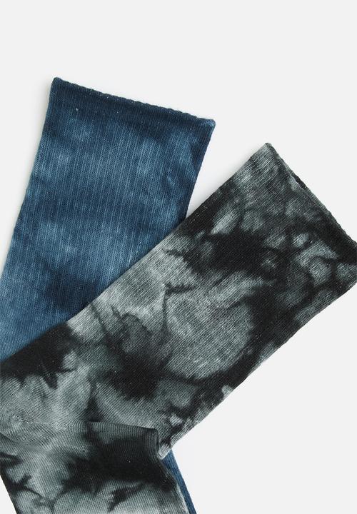 STYLE REPUBLIC - Tie dye socks 2 pack - grey & blue