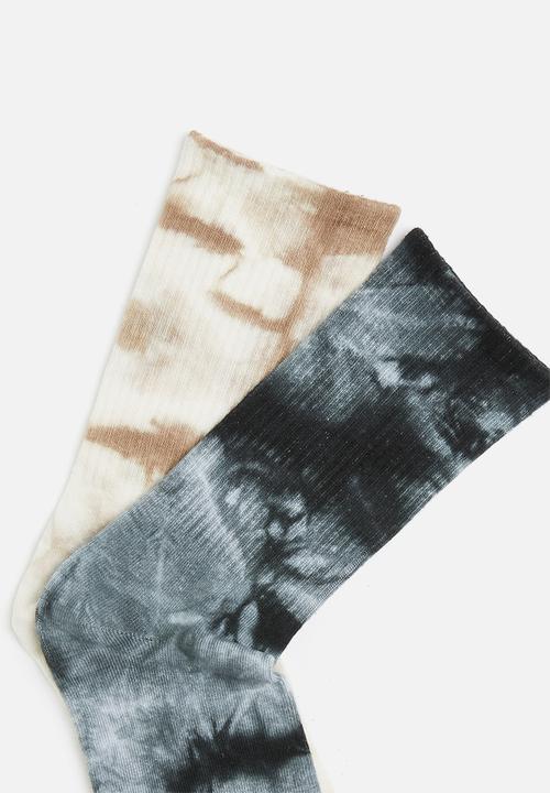 STYLE REPUBLIC - Tie dye socks 2 pack - grey & brown