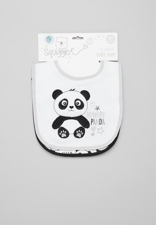 Character Group - Panda 2-pack jersey bibs - white & grey
