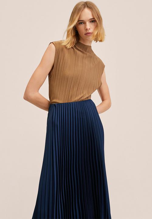 MANGO - Skirt plisado - navy
