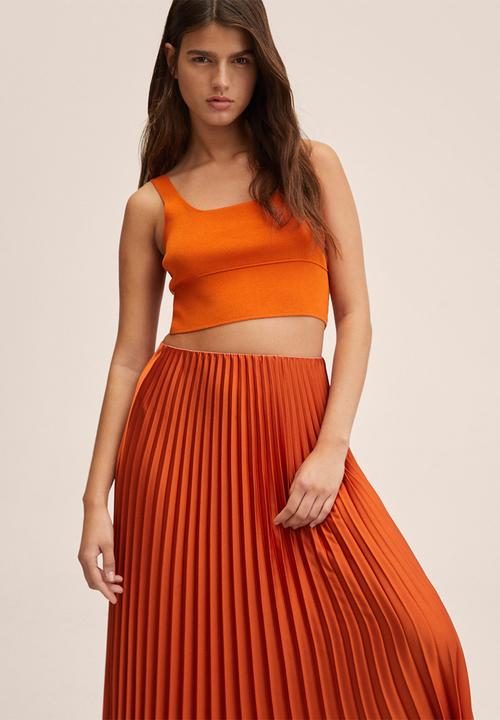 MANGO - Skirt plisado - orange