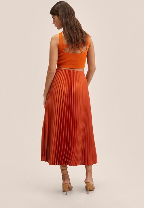 MANGO - Skirt plisado - orange