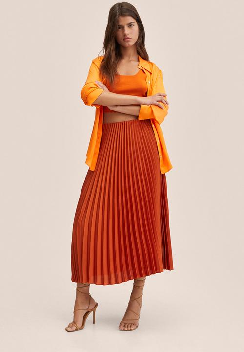 MANGO - Skirt plisado - orange