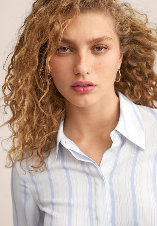 MANGO - Shirt basic - light pastel blue