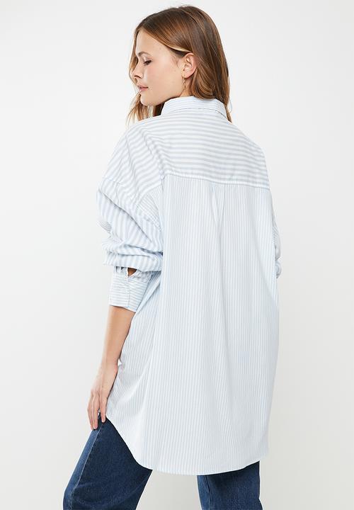 Cotton On - Dad shirt - hayley spliced stripe powder blue