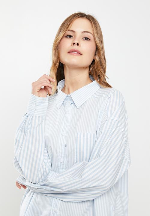 Cotton On - Dad shirt - hayley spliced stripe powder blue
