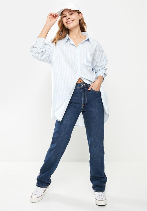 Cotton On - Dad shirt - hayley spliced stripe powder blue