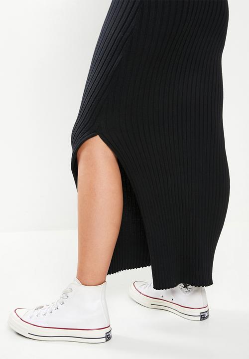Cotton On - Twist knit cold shoulder midi dress - black