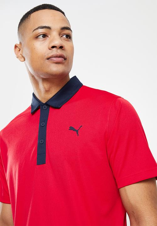 PUMA - Gamer Golf Polo - Red/Navy blazer