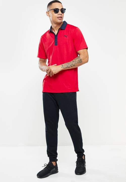 PUMA - Gamer Golf Polo - Red/Navy blazer