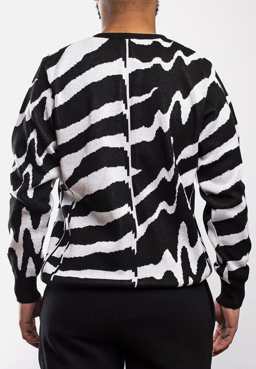 Butan - Zebra glitch knitted jersey - black & white