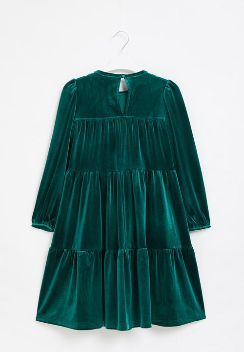 Superbalist - Tiered velour dress - teal