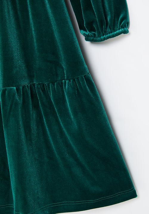 Superbalist - Tiered velour dress - teal