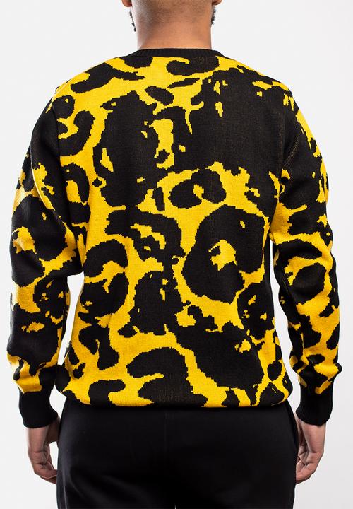 Butan - Acid leopard knitted jersey - yellow & black