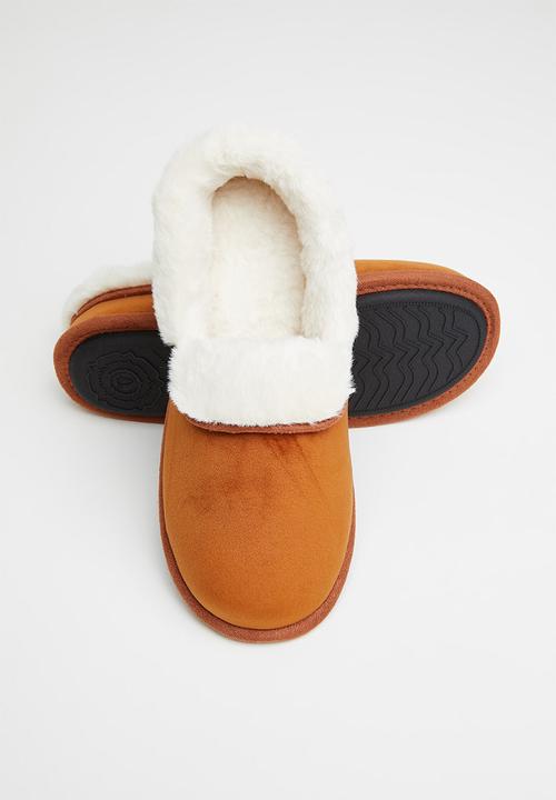 Hush Puppies - Lua slipper - amber brown stretchy velour