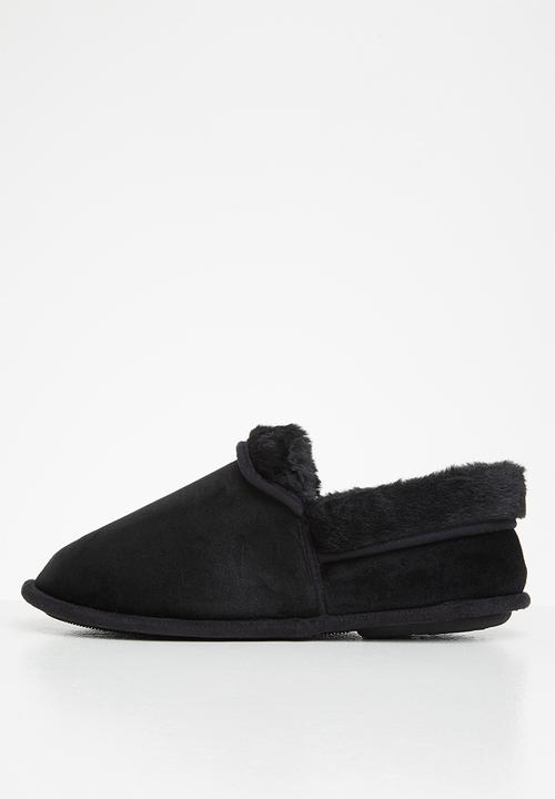 Hush Puppies - Lua slipper - black stretchy velour
