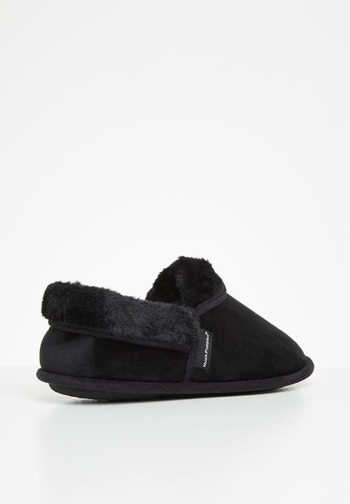 Hush Puppies - Lua slipper - black stretchy velour