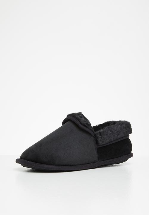 Hush Puppies - Lua slipper - black stretchy velour