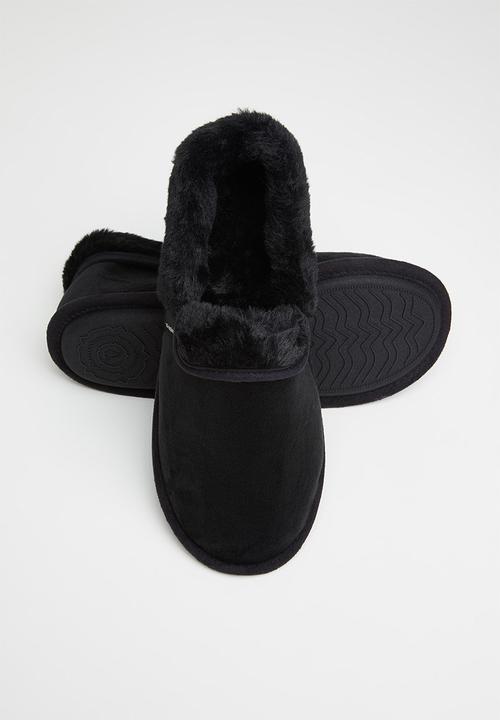 Hush Puppies - Lua slipper - black stretchy velour