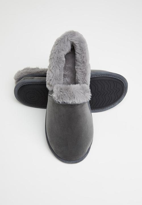 Hush Puppies - Lua slipper - grey stretchy velour