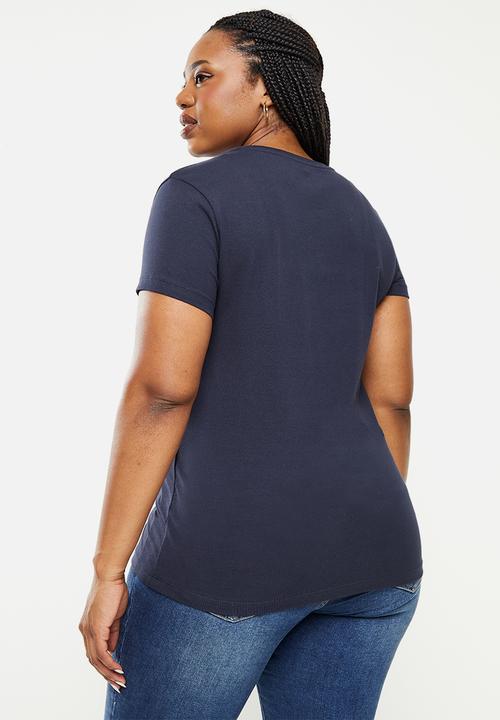 POLO - Plus women kelly short sleeve vneck stretch t-shirt - navy