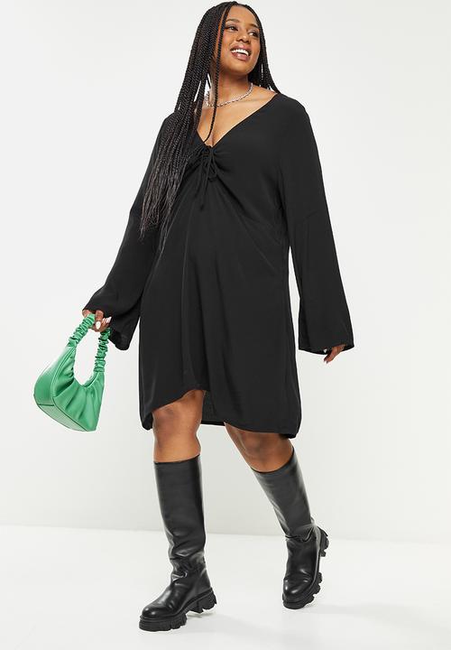 Cotton On - Curve violet long sleeve mini dress - black