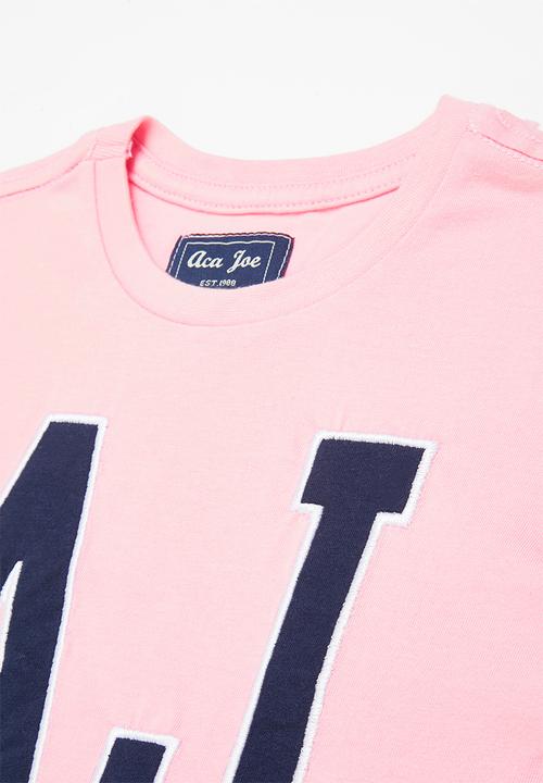 Aca Joe - Aca joe embroidered applique cropped boxy tee - pink