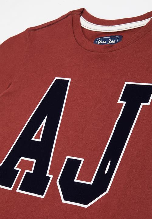 Aca Joe - Aca joe high square printed core crew tee - tibetan red