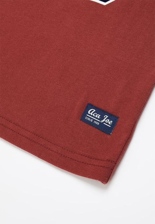Aca Joe - Aca joe high square printed core crew tee - tibetan red