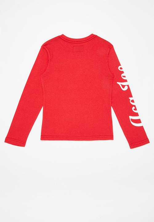Aca Joe - Aca joe print & embroidered core crew tee - very berry