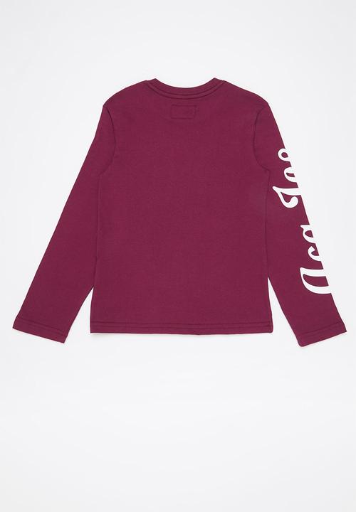 Aca Joe - Aca joe print & embroidered core crew tee - deep purple