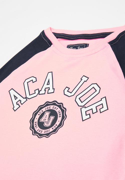 Aca Joe - Aca joe raglan flock tee - pink & navy