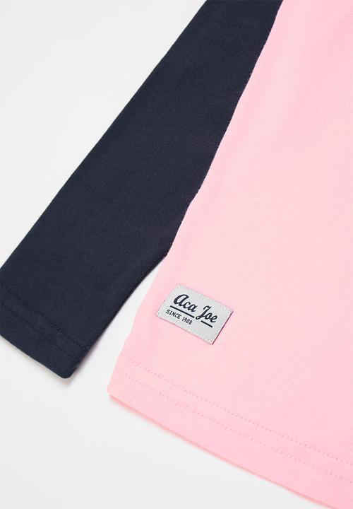 Aca Joe - Aca joe raglan flock tee - pink & navy