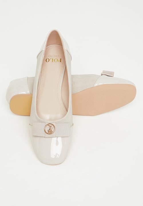 POLO - Bow faux suede pump - off white