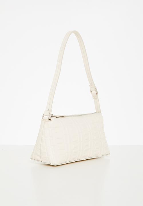 MANGO - Textured baguette bag - off white
