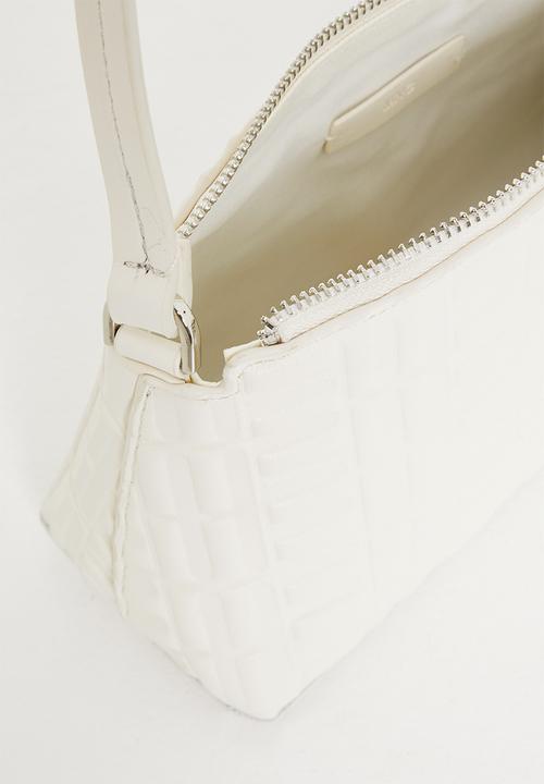 MANGO - Textured baguette bag - off white