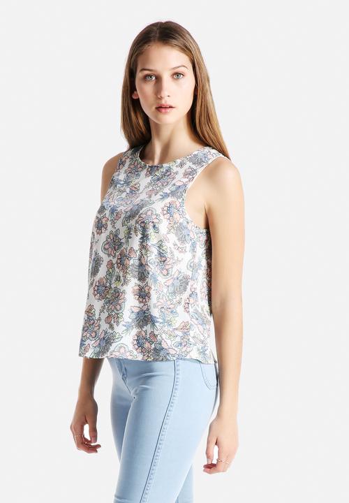 New Look - Vanetta Folk Split Back Shell Top