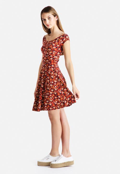 New Look - Rust 70's Ditsy Bardot