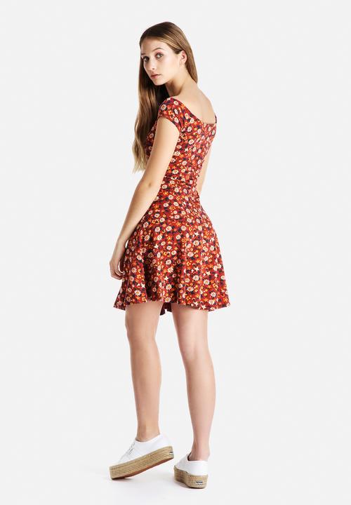New Look - Rust 70's Ditsy Bardot