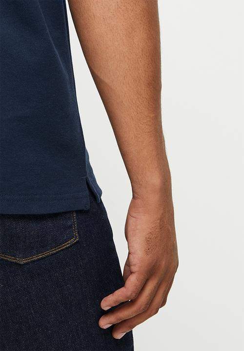 GUESS - Guess stripe collar golfer - silk blue