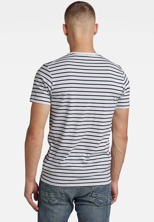 G-STAR - Stripe slim r t - white & fantem blue stripe