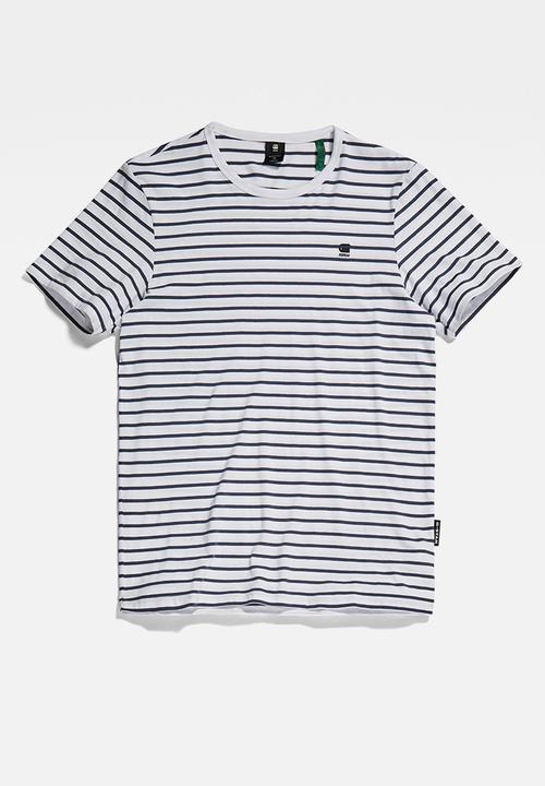 G-STAR - Stripe slim r t - white & fantem blue stripe