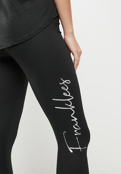 Franklees - Soft touch logo leggings - black